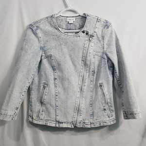Helmut Lang acid washed moto style denim jacket